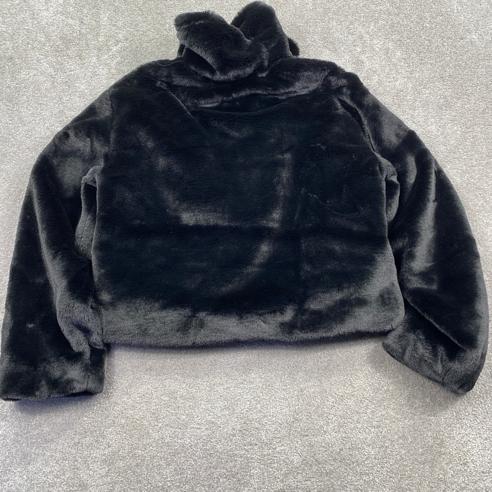 Steve Madden Faux Fur Cropped Coat Womens Medium Black Full Zip BN40676X - Picture 4 of 7